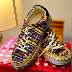 Worn once size 9 Sam Edelman lace up espadrilles. Tag glue inside one shoe.